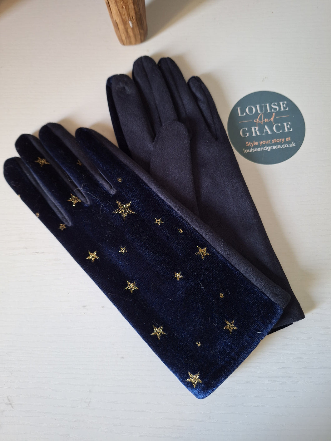 Star Faux Suede & Velvet Gloves - Available in more colours