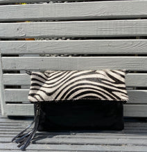 Load image into Gallery viewer, Foldover Leather Animal Print Clutch
