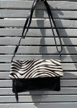 Load image into Gallery viewer, Foldover Leather Animal Print Clutch
